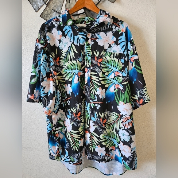 Tunevuse Men's Tropical Floral Button-Up Hawaiian Shirt Size 4 XL - Picture 9 of 9